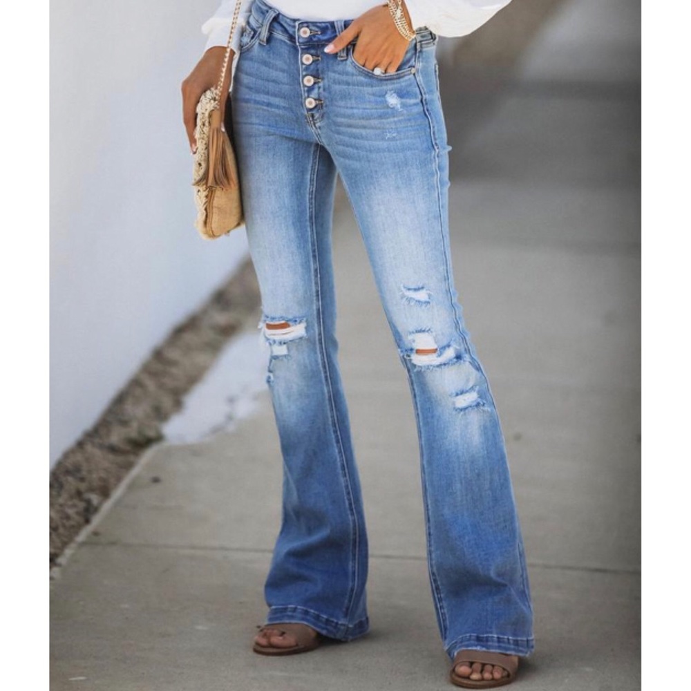 STILL INTERESTED RELISTED UNDER JEANS KanCan | Mid Rise Button Fly Flare Jeans - Picture 2 of 16